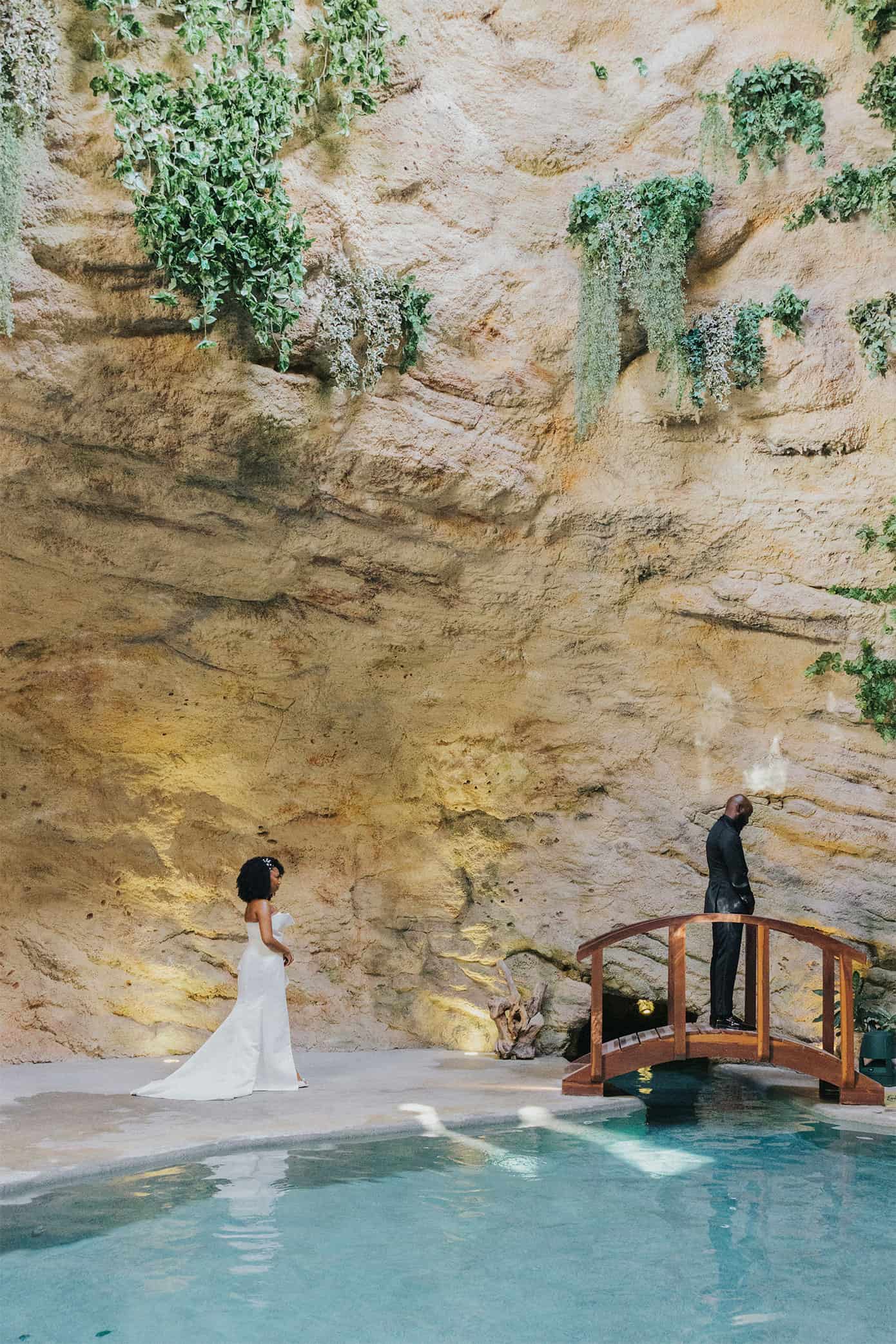 Mexico-Destination-Wedding-bride-and-groom-first-look-in-cave