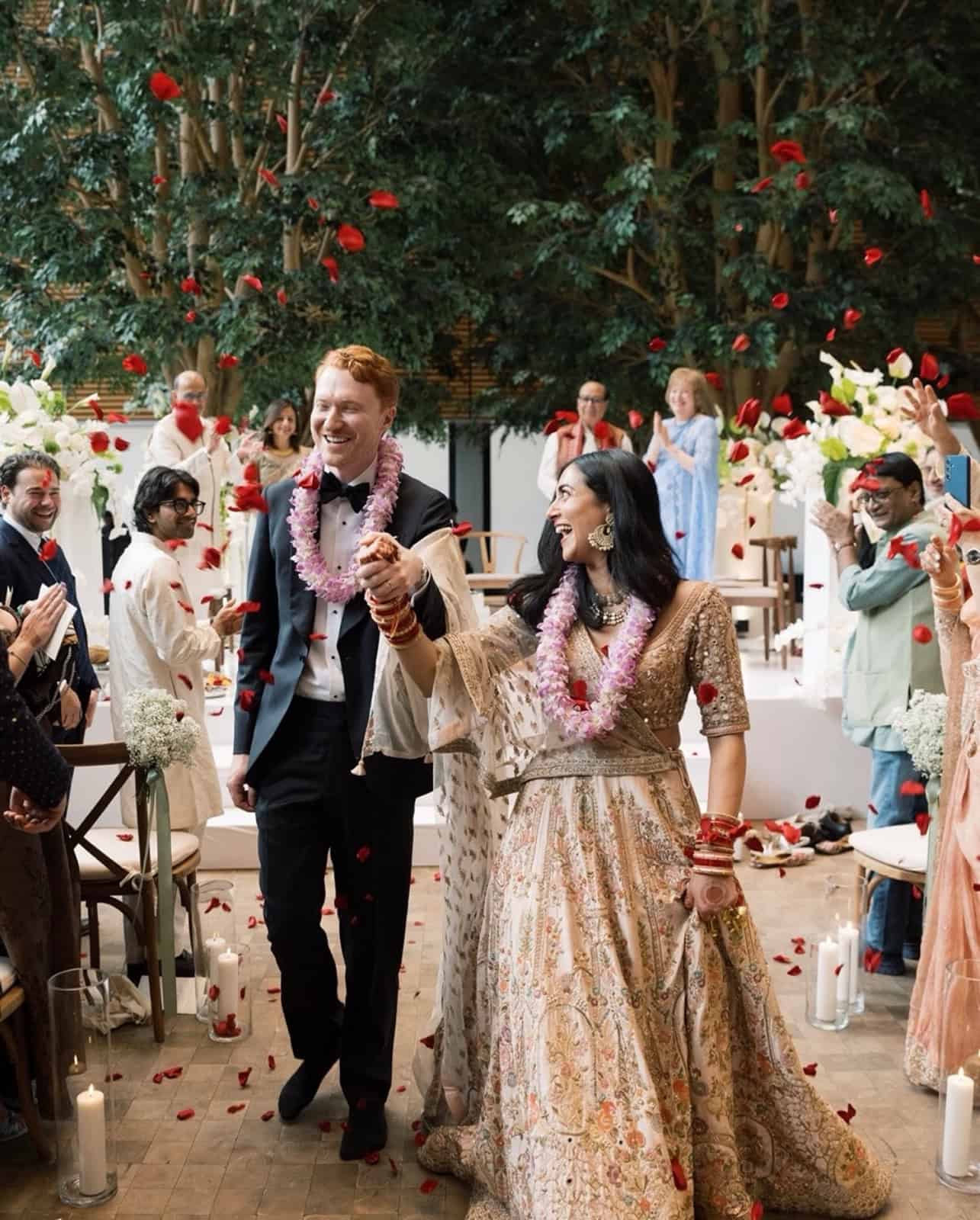 Bride and groom exit their Four Seasons Philadelphia wedding ceremony