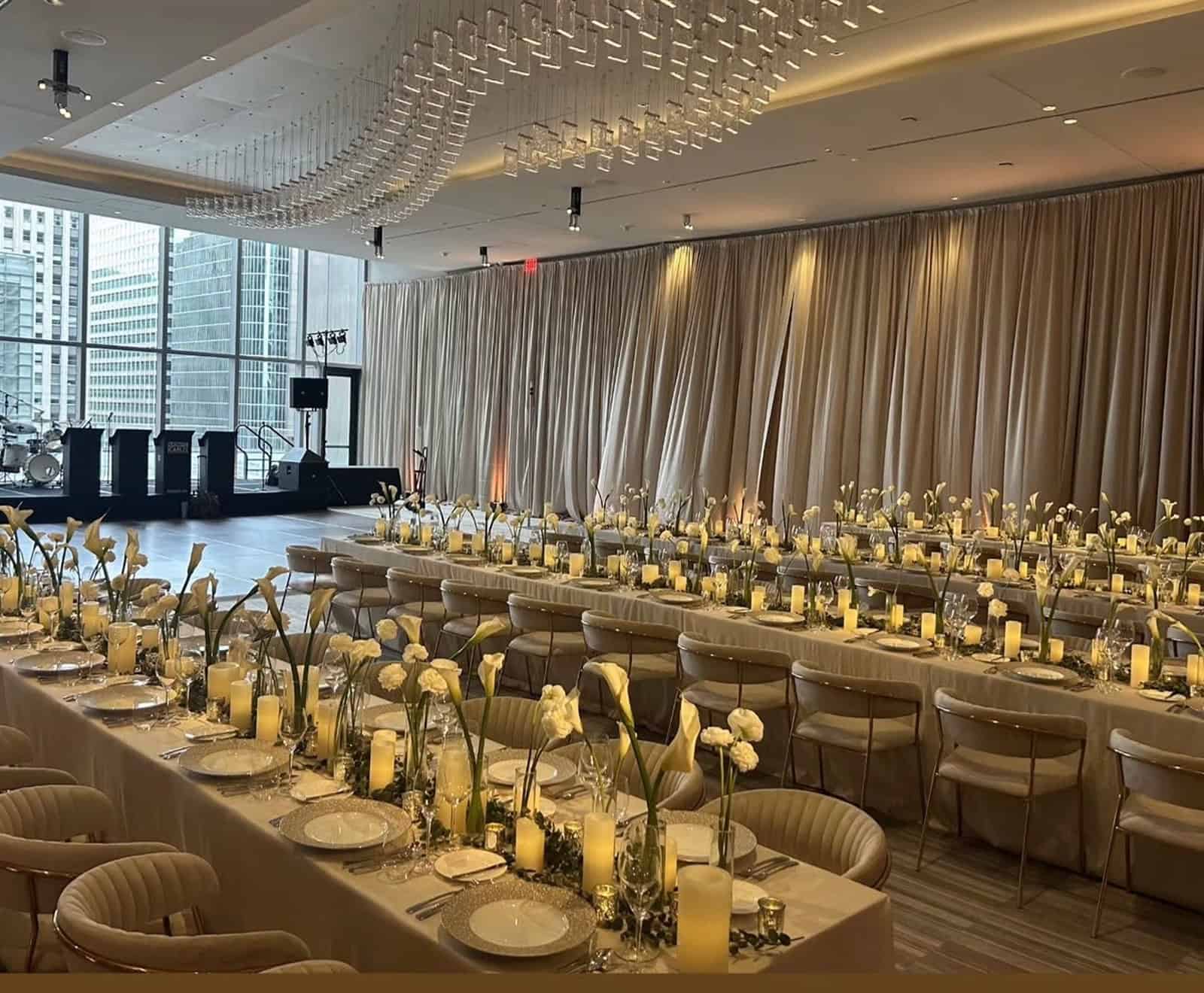 Wedding reception setup at the Four Seasons Philadelphia wedding